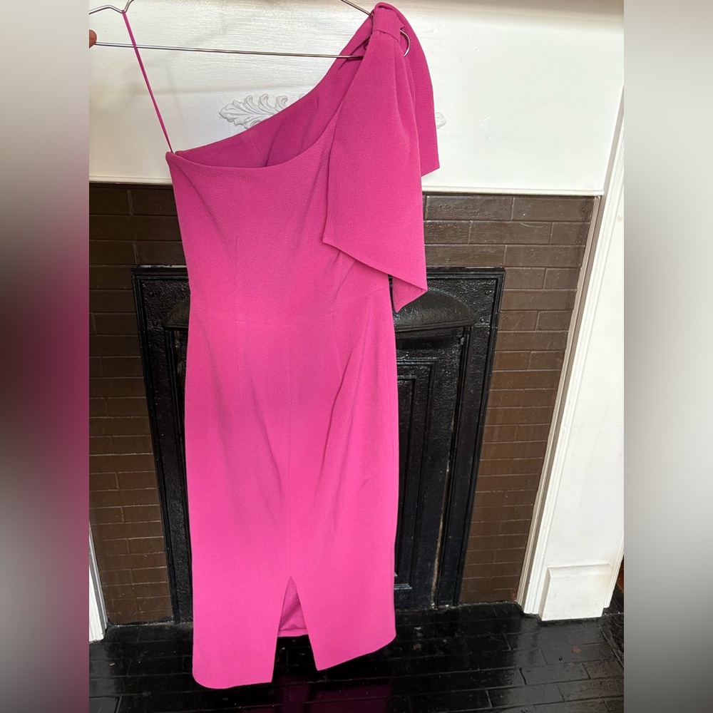 One-Shoulder Hot Pink cocktail Dress